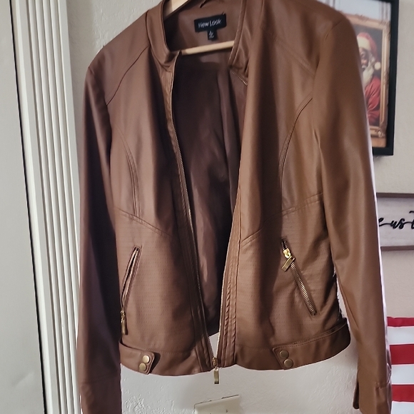 New Look Brown Leather Jacket - Picture 8 of 10